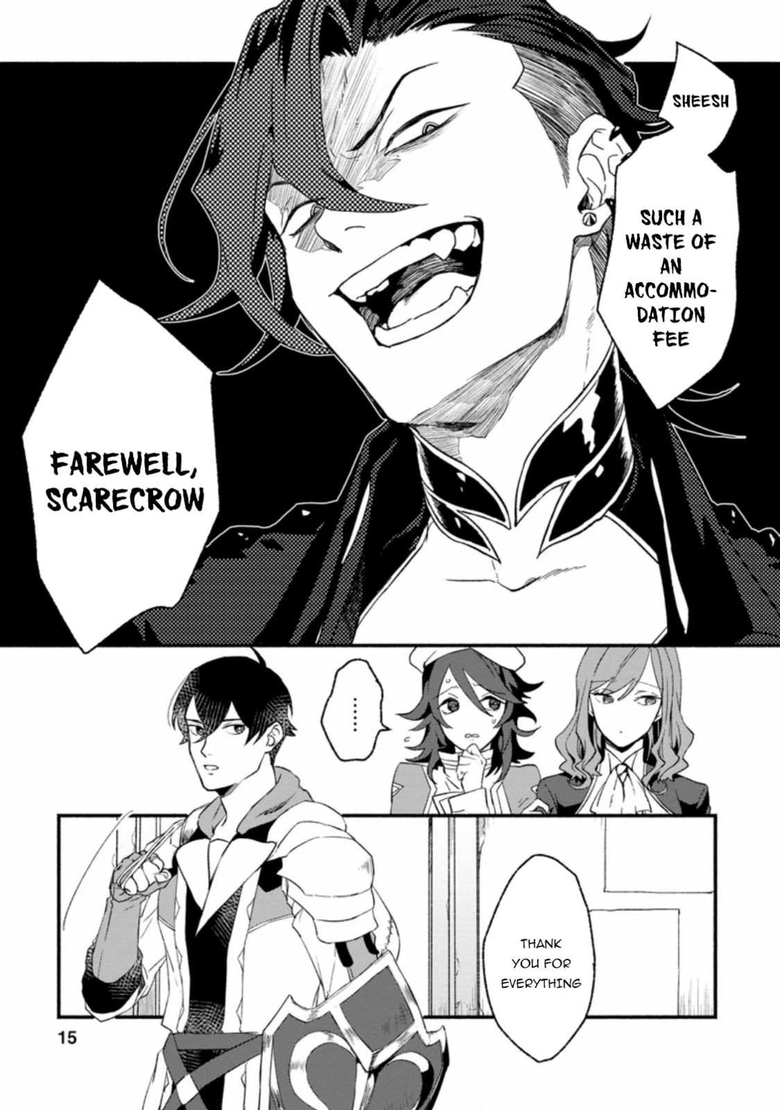 Sono Monban, Saikyou Nitsuki: Tsuihou Sareta Bougyo Ryoku 9999 no Senshi, Outo no Monban Toshite Musou Suru – Chapter 1 page 13