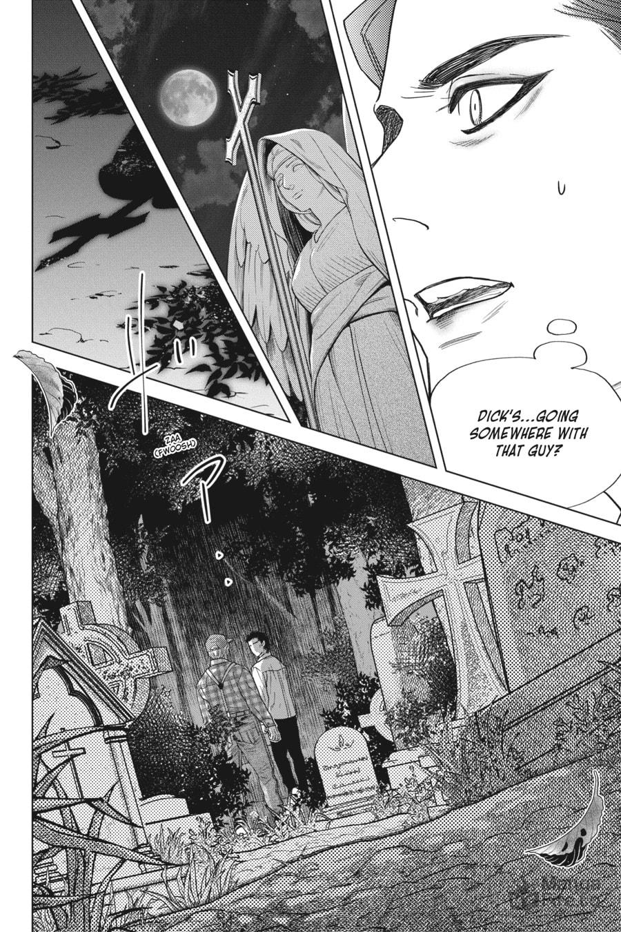 A NIGHTTIME GRAVEYARD, A GHOST APPEARS page 49